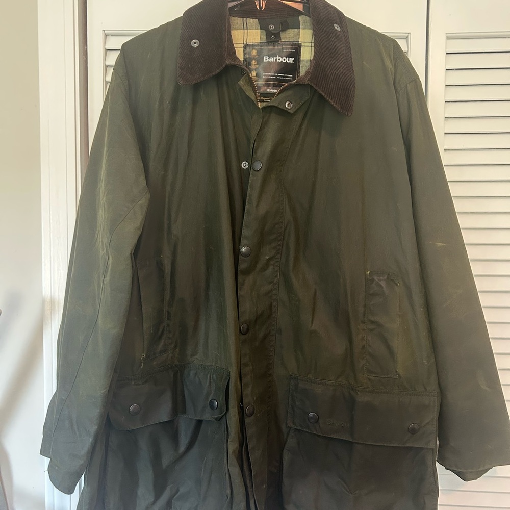 Barbour Olive Field Jacket with Corduroy Collar